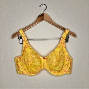 Yellow Cacique Unlined Lace Bra- Size 42D